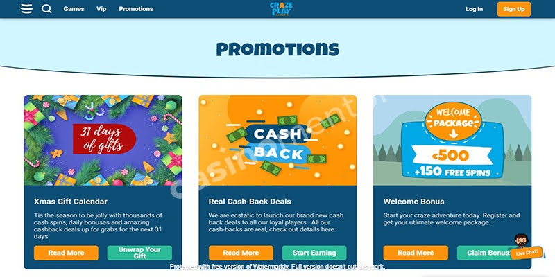 CrazePlay Casino: Promotions