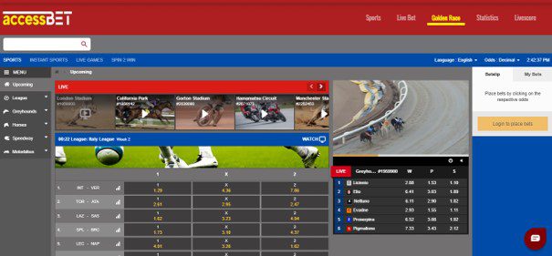 accessBET upcoming events including odds - Accessbet Sports Review