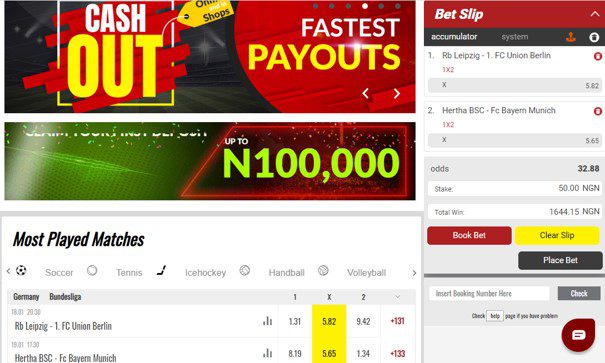 accessBET betting markets, limits and odds