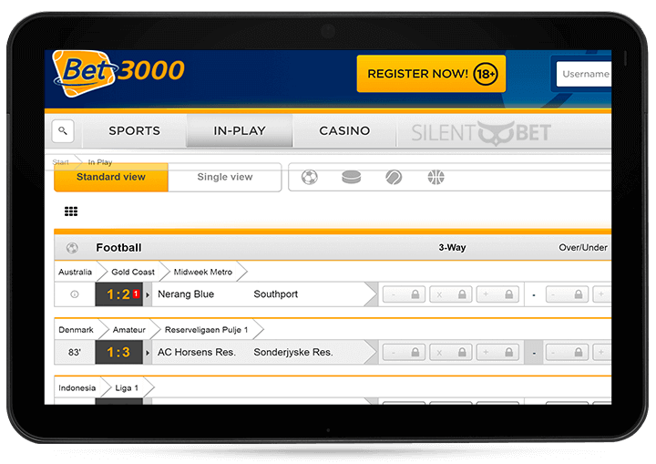 Bet3000 mobile version for tablet