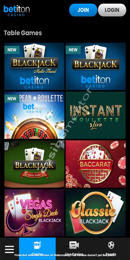 Betiton Casino: Table Games Mobile
