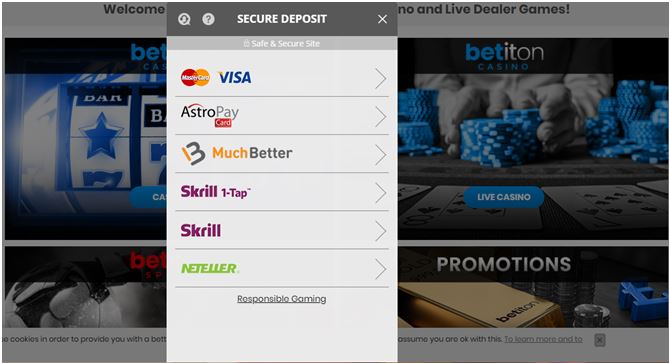 Payment methods at Betiton