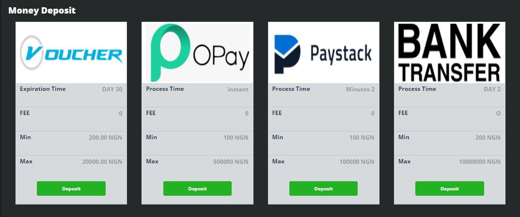 screenshot of betland payment methods