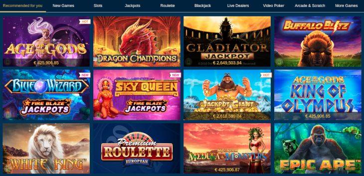 Europa Casino recommended slots
