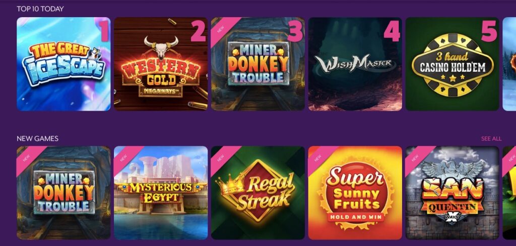 top 5 most popular slot list and 5 new slot games visible 