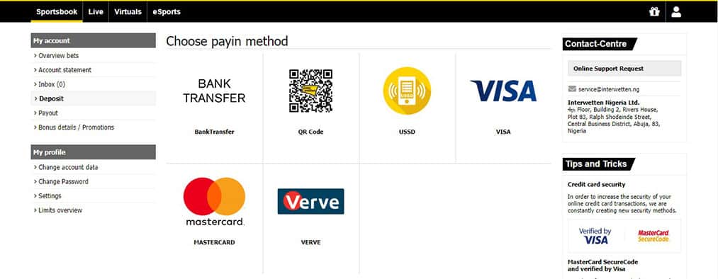 interwetten deposits and withdrawals