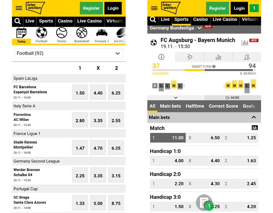 Mobile Betting Site from Interwetten