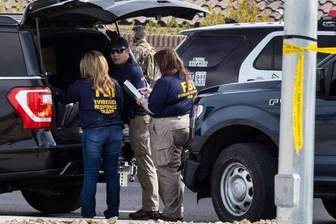 Las Vegas police assist the FBI in a barricade situation and shooting in northwest Las Vegas on . 