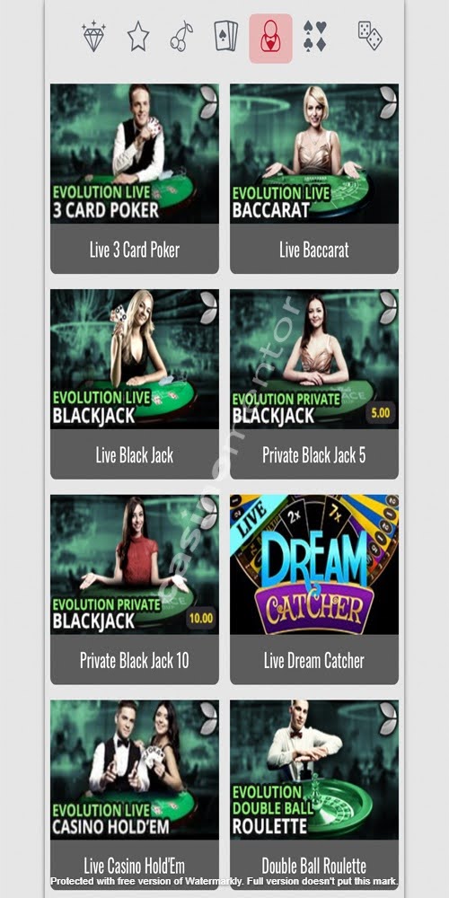 Platinum Play Casino: Live Casino Mobile