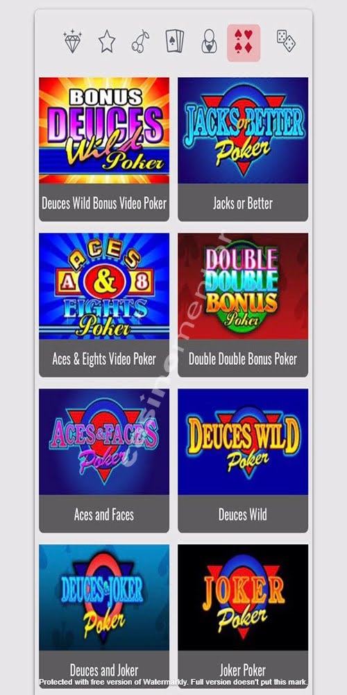 Platinum Play Casino: Video Poker Mobile