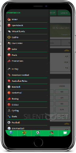 QuinnBet mobile menu on iPhone