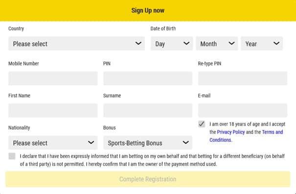 eazibet registration form step1 - EaziBet Sports Betting Review