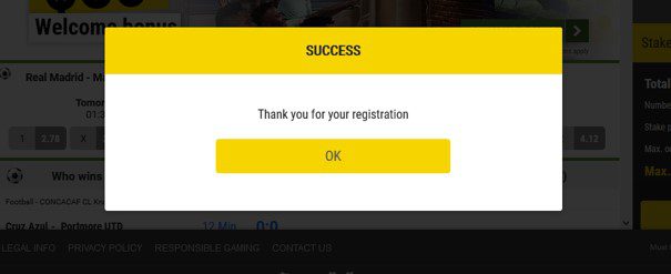 eazibet registration process successfully completed - EaziBet Sports Betting Review
