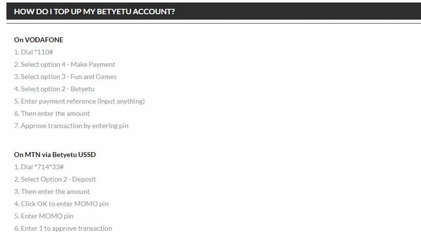 betyetu payment methods - BetYetu Sports Betting Review