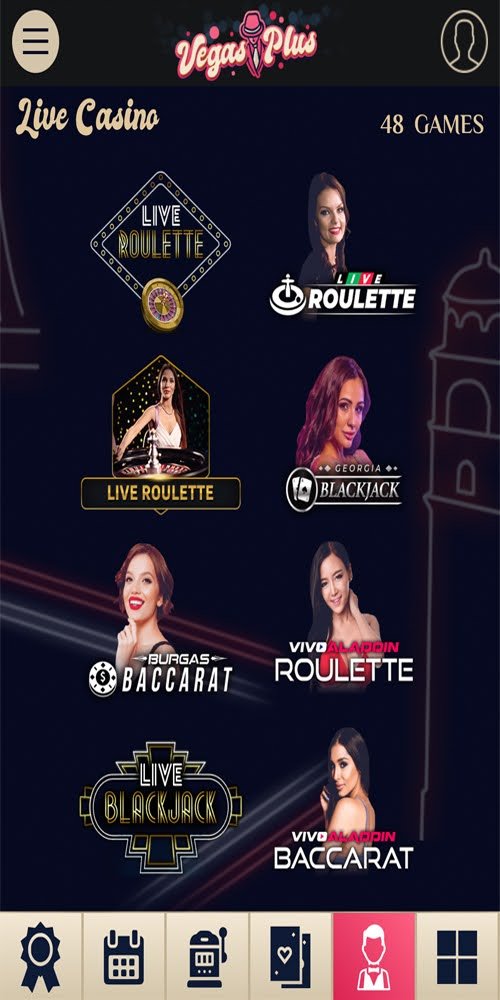 VegasPlus Casino: Live Casino Mobile